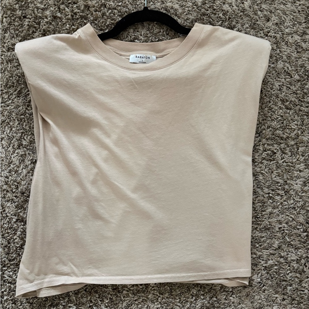 Aritzia Beige Crop Top w/ shoulder pads